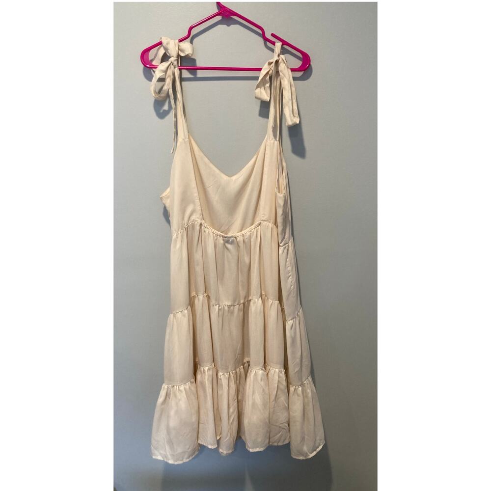 Vero Moda Cleanna Beach Dress Cover Up Beige Sz 16 US Tiers Lightweight Low Back